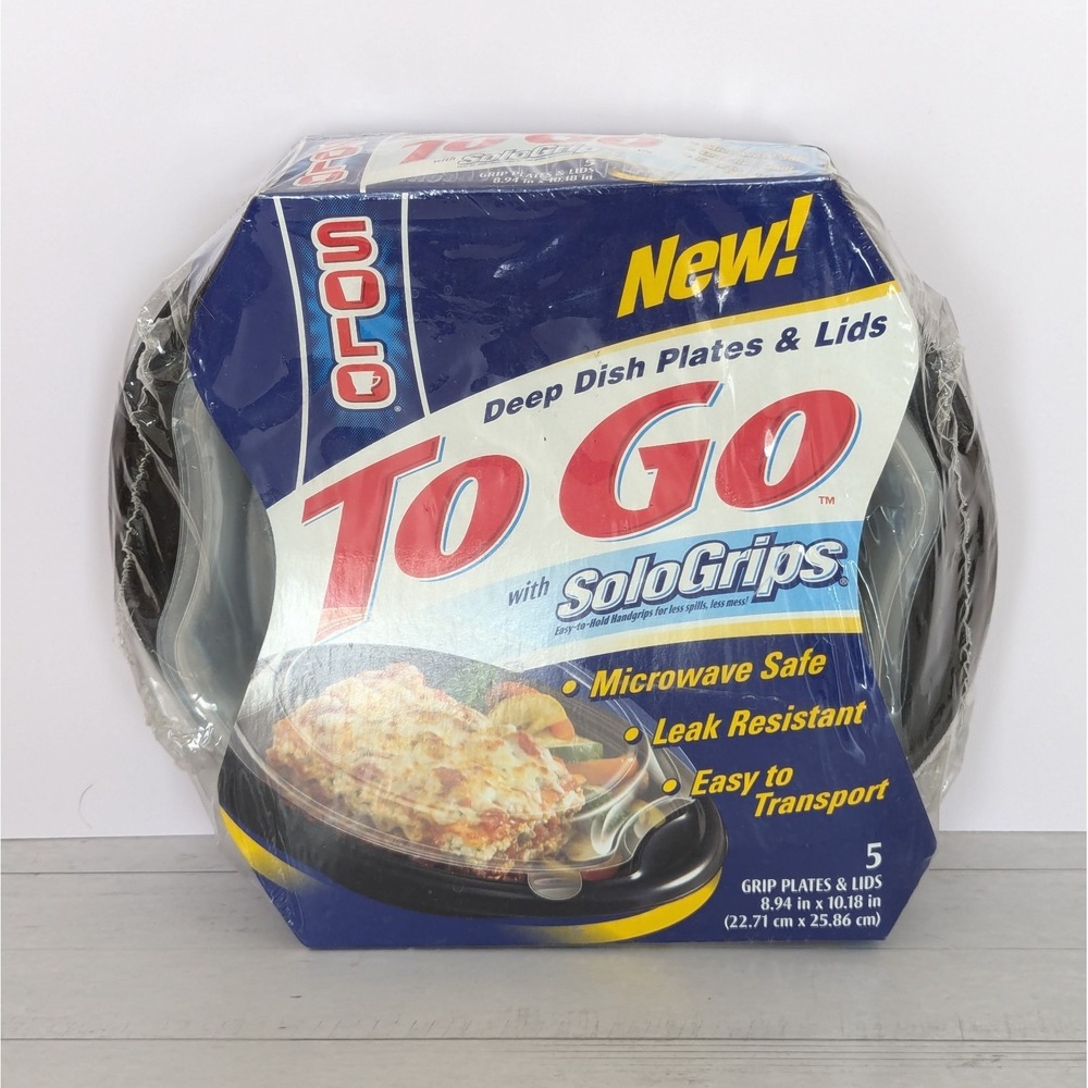 New SOLO To Go w/Grips Deep Plate & Lid Microwaveable Leftovers Sealed 5 Pack